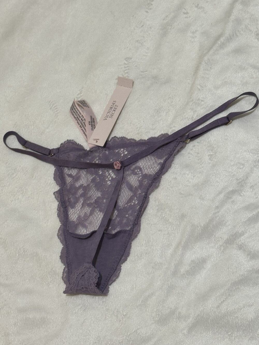 Victoria's Secret Lavender Floral Lace String Thong Panty – Size M